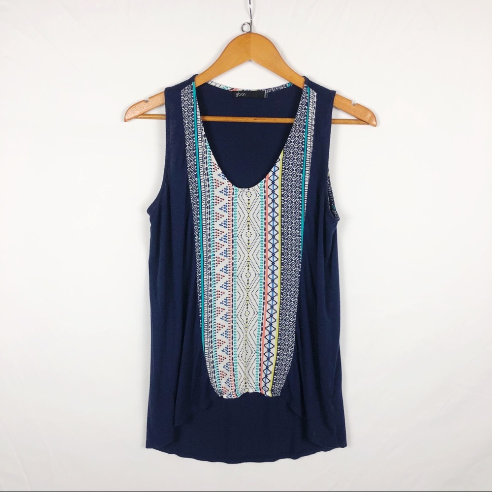 Gibson navy blue high low tank top